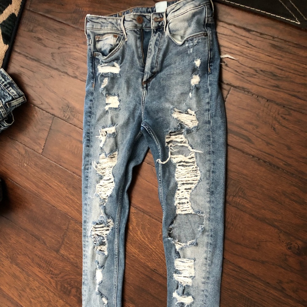 H&M skinny destroyed denim